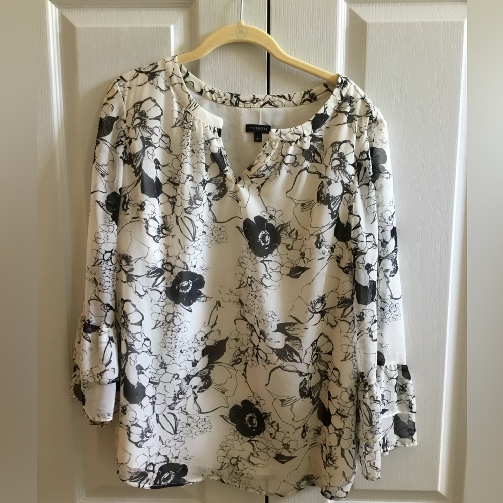 WHBM floral top long sleeve size L